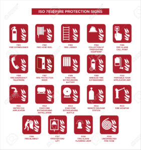 192239538 set of iso 7010 fire protection signs on white background 281x300 - Conception et pose de pictogrammes normalisés (ISO 7010)