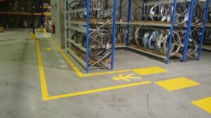 marquage au sol des circulations et zones de sécurité